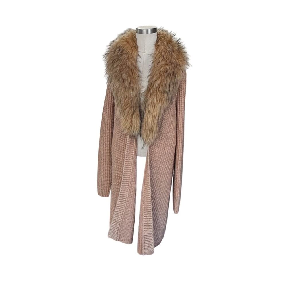 Lilly Pulitzer Adelaine Faux Fur Cardigan Sweater Heathered Tiki Hut Small S - Picture 3 of 12